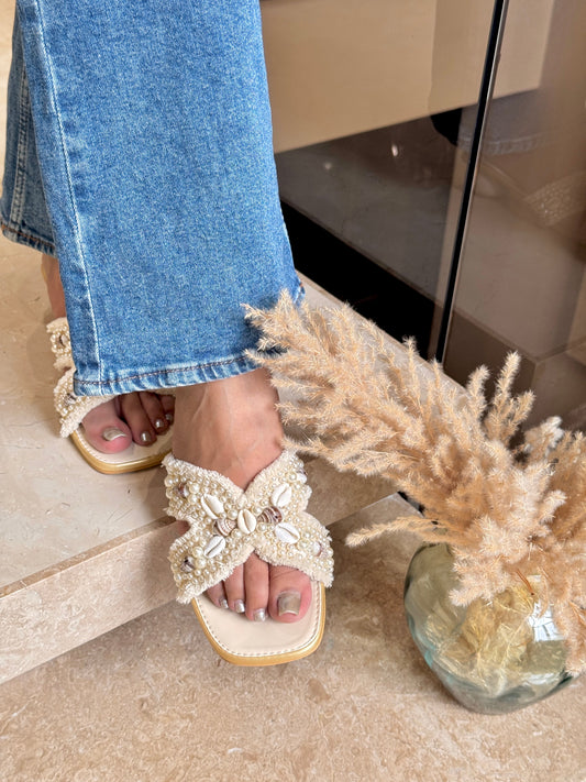 Noor Seashell Embellished Heels Sandal Stories