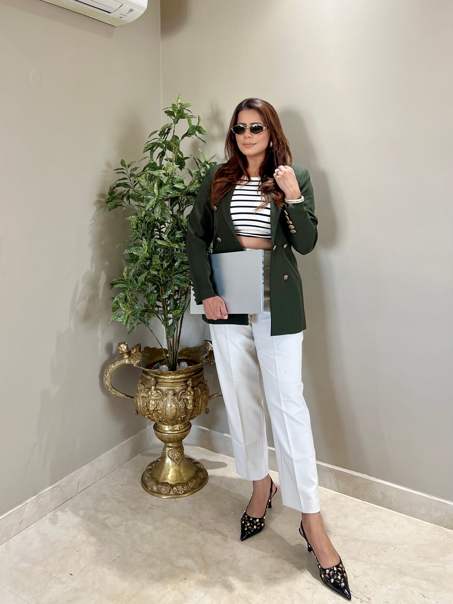 Black Patent Studded Cutwork Flats