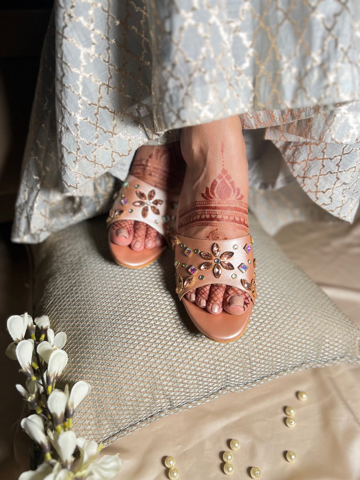 Rose Gold Royale Embellished Heels
