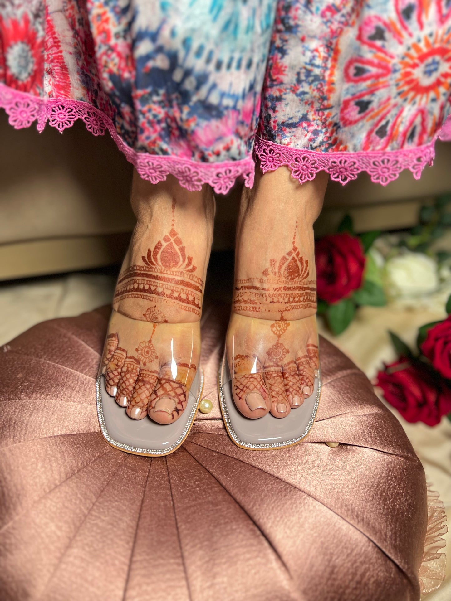 Crystal Clear Block Heels- Lilac