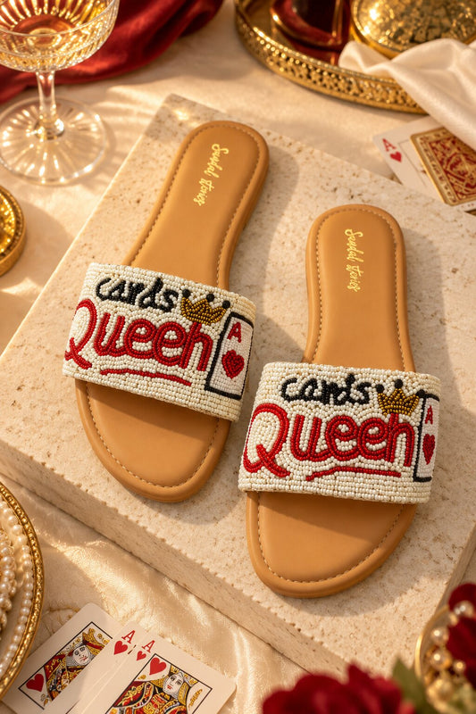 Cards Queen Embellished Flats