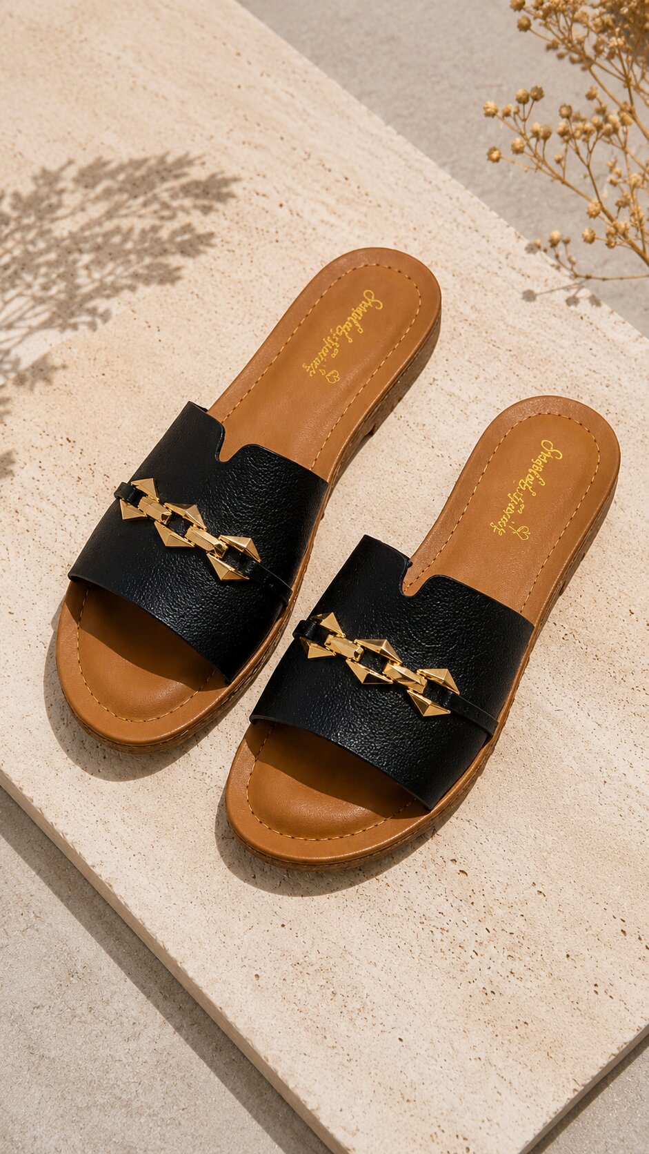 Midnight Chain Comfort Flats