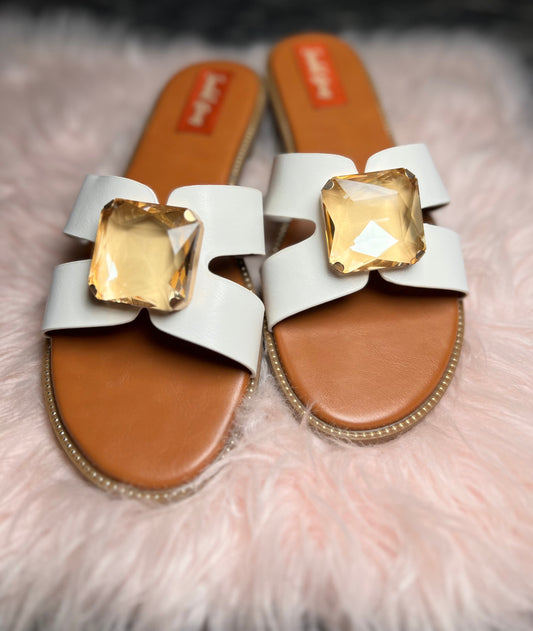 Kohinoor Glam Slides - White Sandal Stories