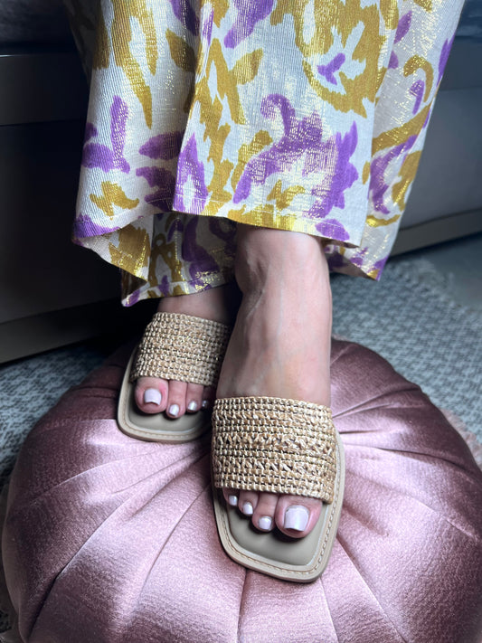 Woven Raffia Slide Flats