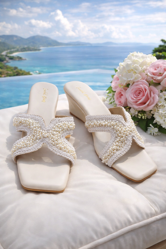 Pearl Grace Embellished Wedge Heels