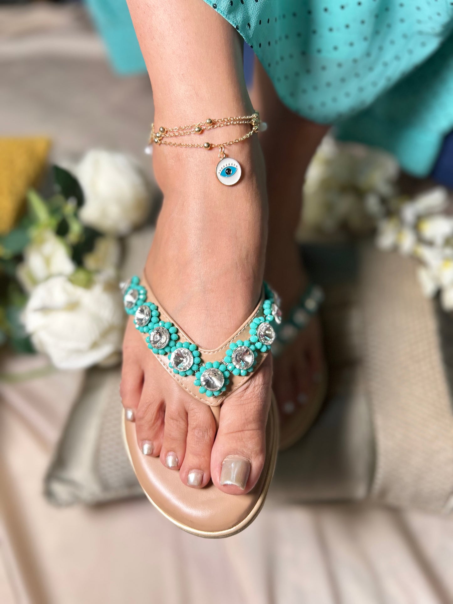 Twinkle Toes – Meher Mint V-Shape Flats