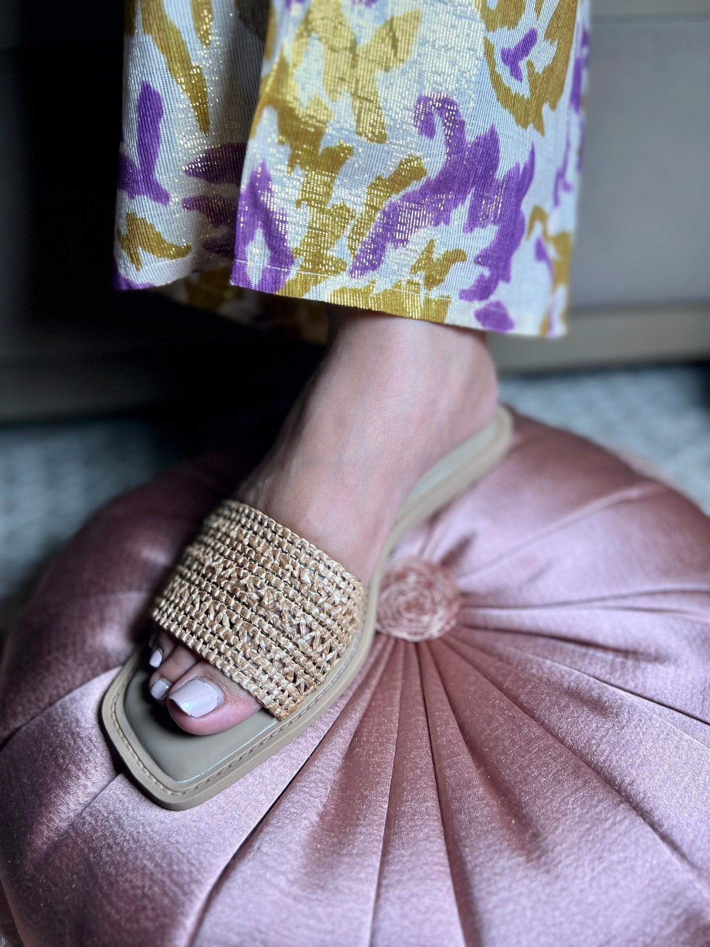 Woven Raffia Slide Flats