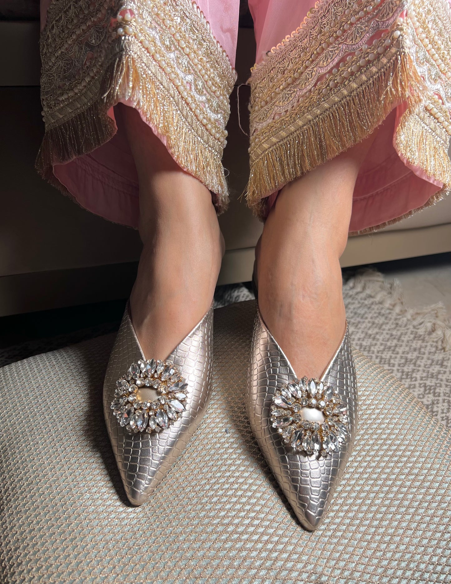 Crystal Luxe Silver Mules
