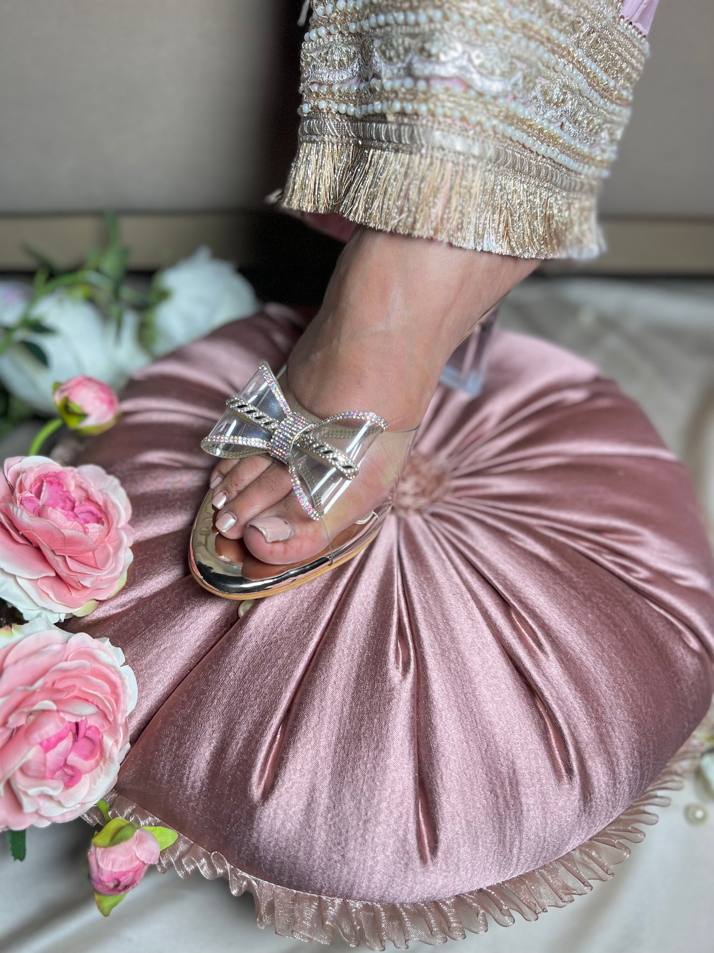 Crystal Bow Transparent Heels