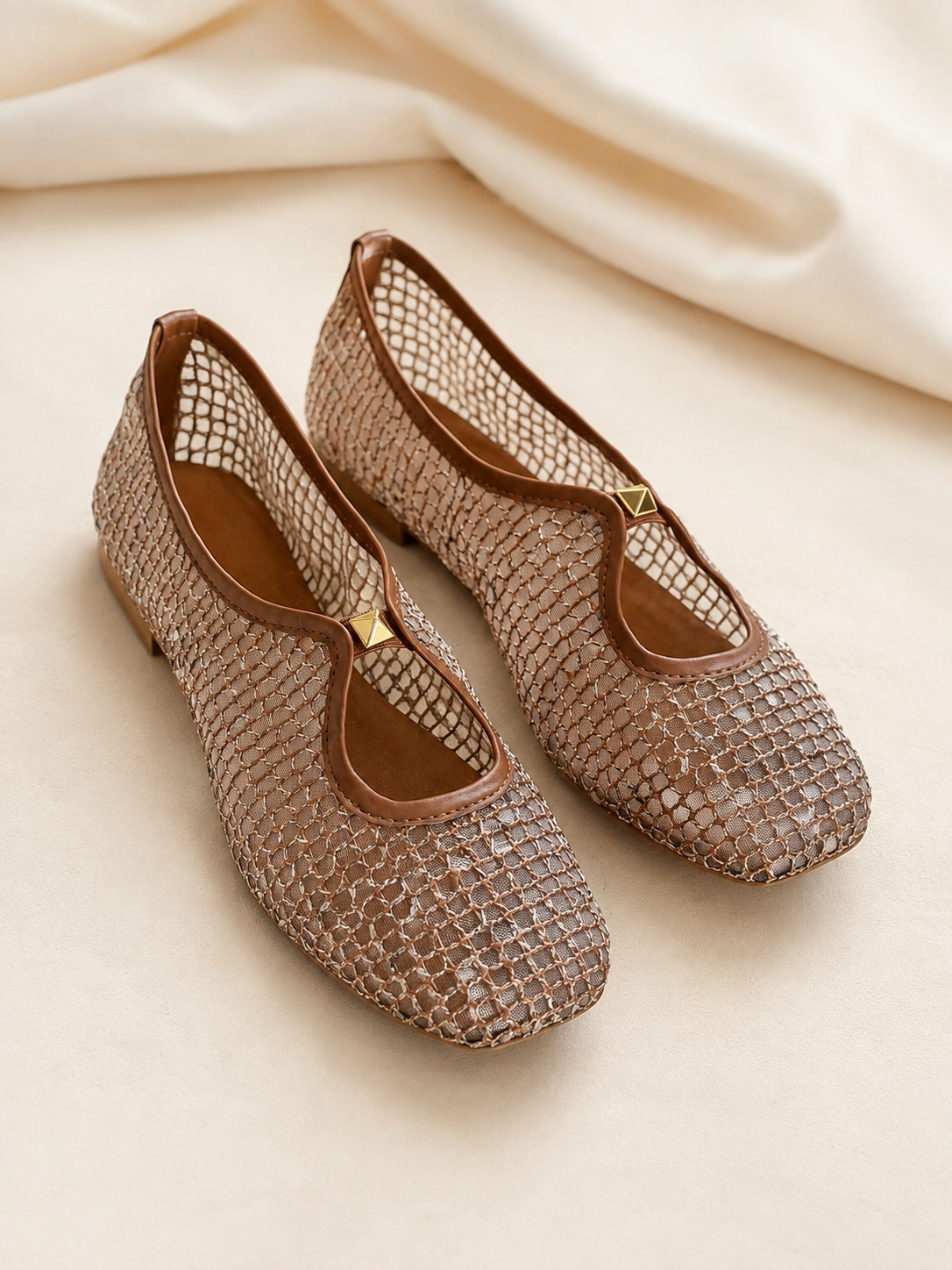 Mocha Mesh Grace Mary Jane Ballerinas