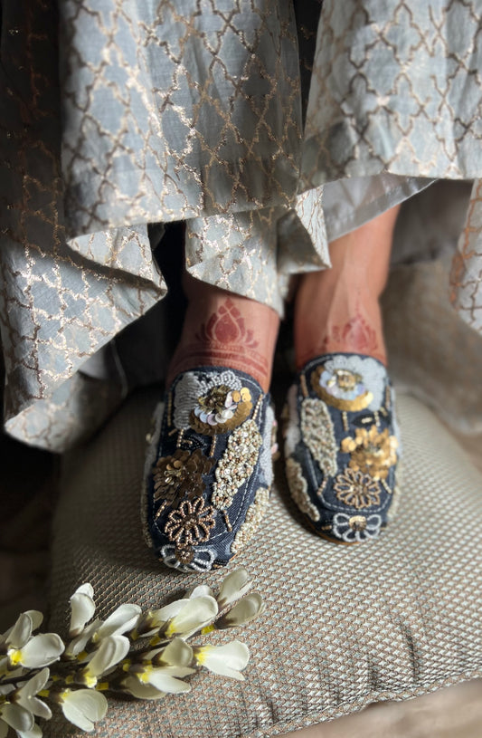 Midnight Dusk Embroidered Mules