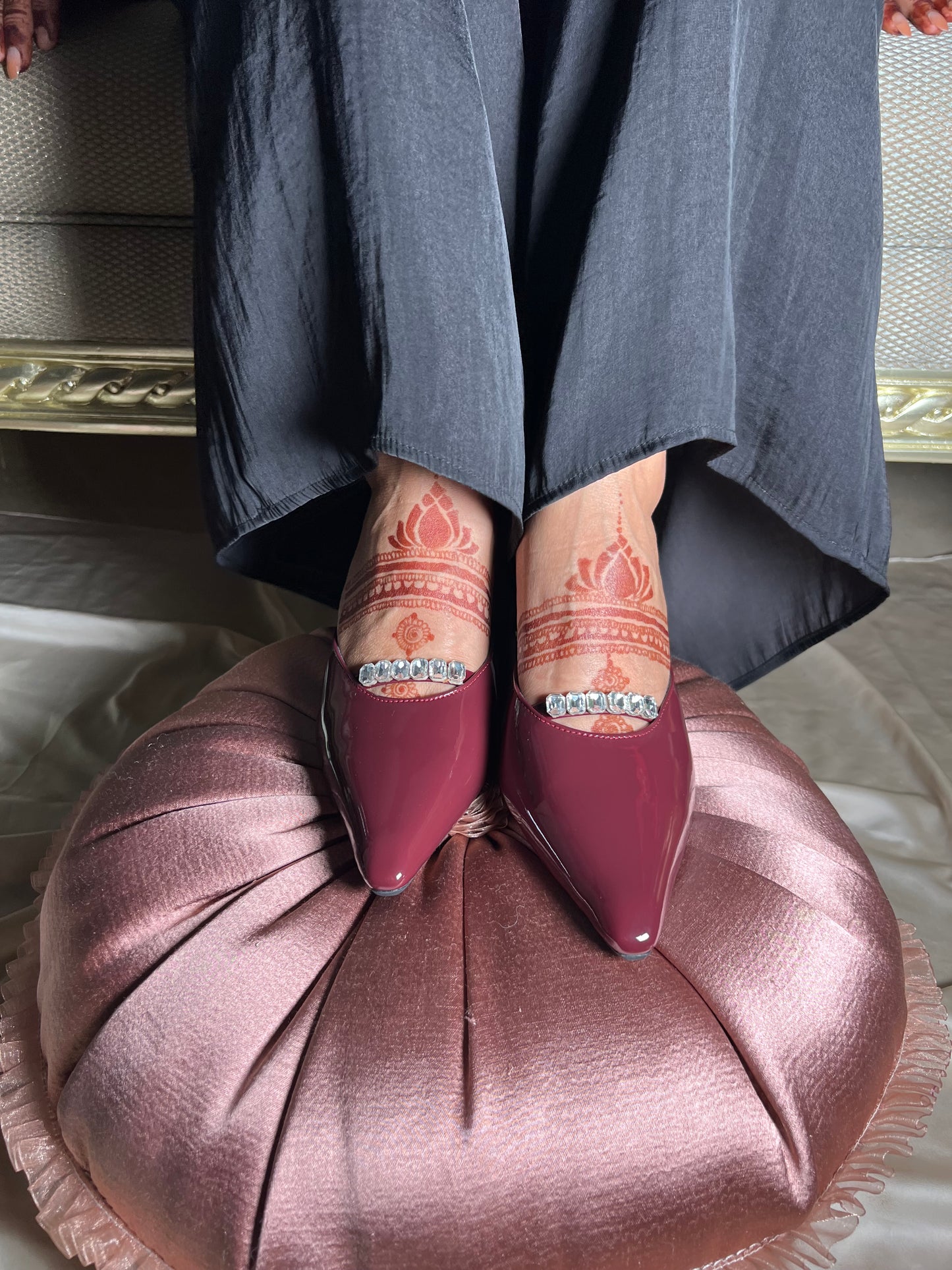 Red Wine Crystal Kitten Heels