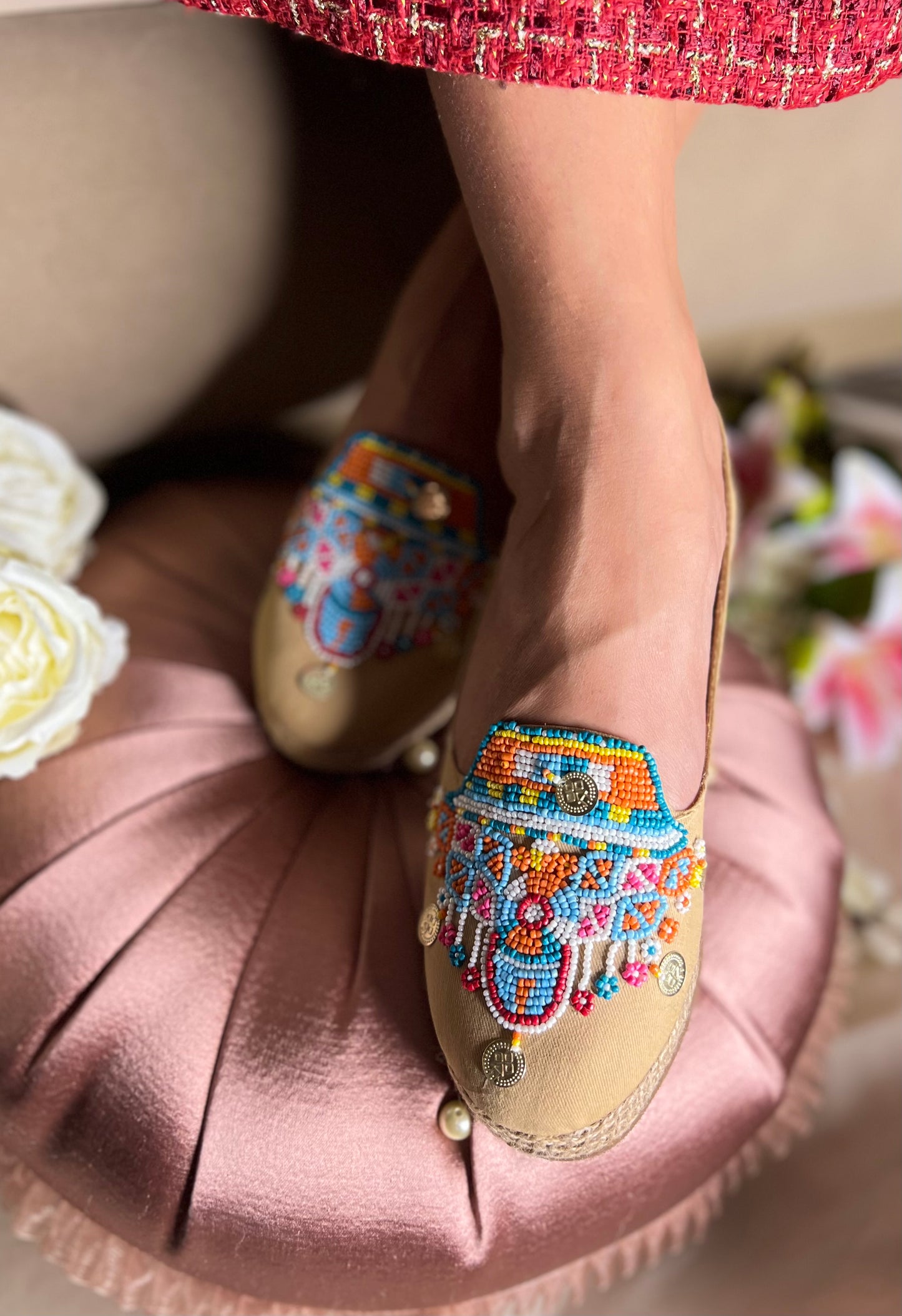 Boho Beaded Charm Espadrilles (1 Inch Platform)