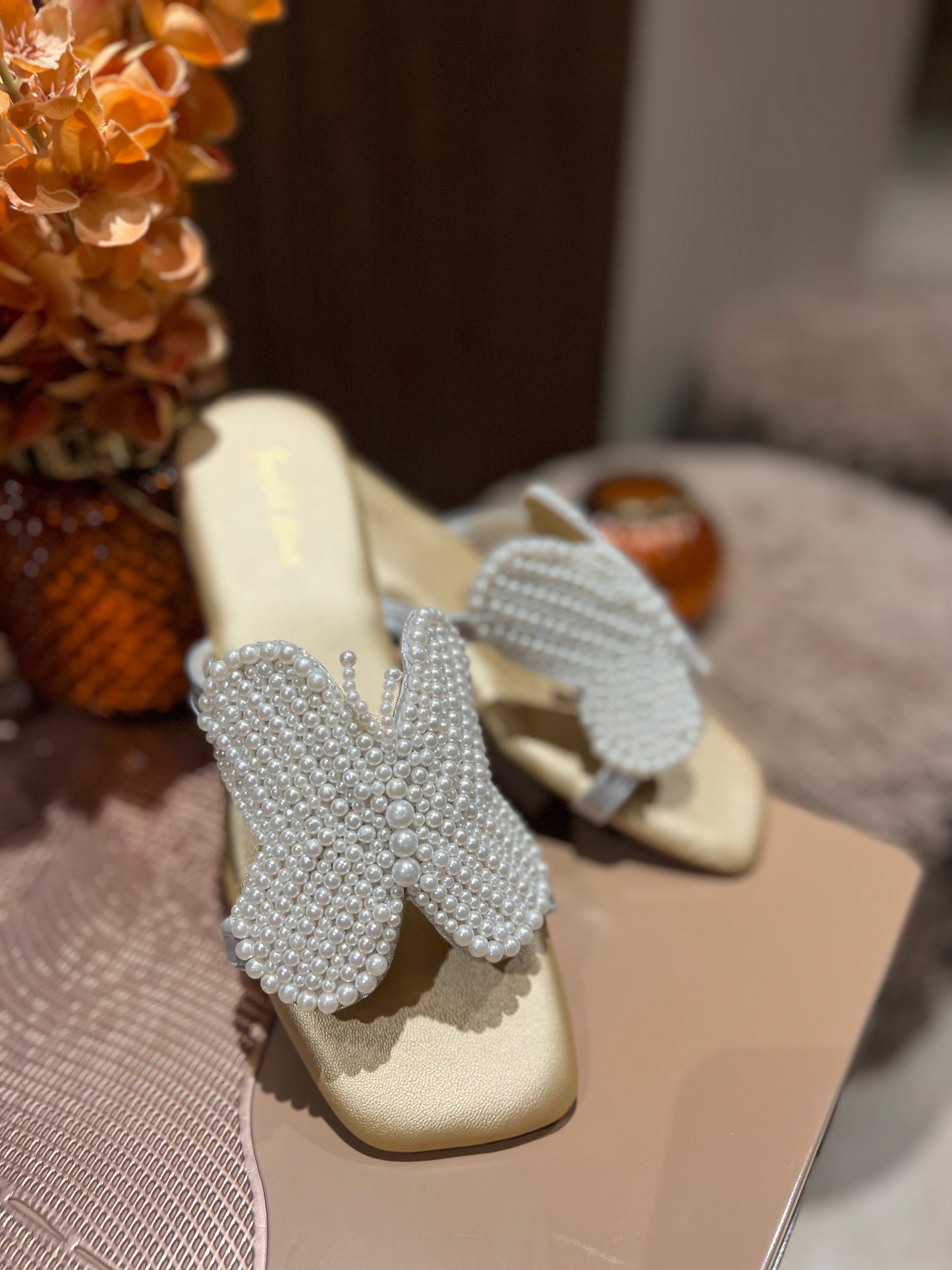 Dreamy Handcrafted Pearl Butterfly Beach Flats