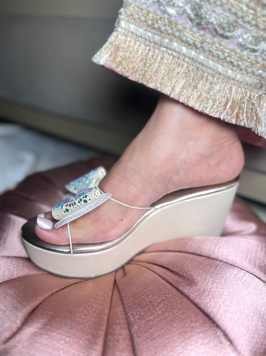Crystal Bow Embellished Wedges Sandal Stories