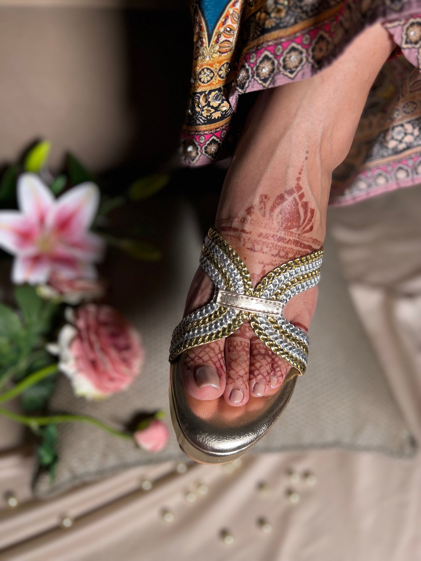 Golden Glitz Wedge Sandals