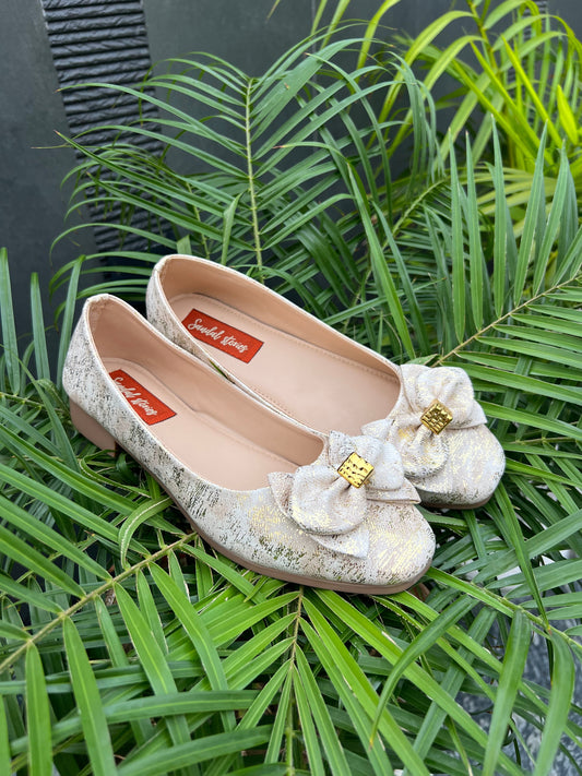 Golden Bloom Bow Ballerinas Sandal Stories