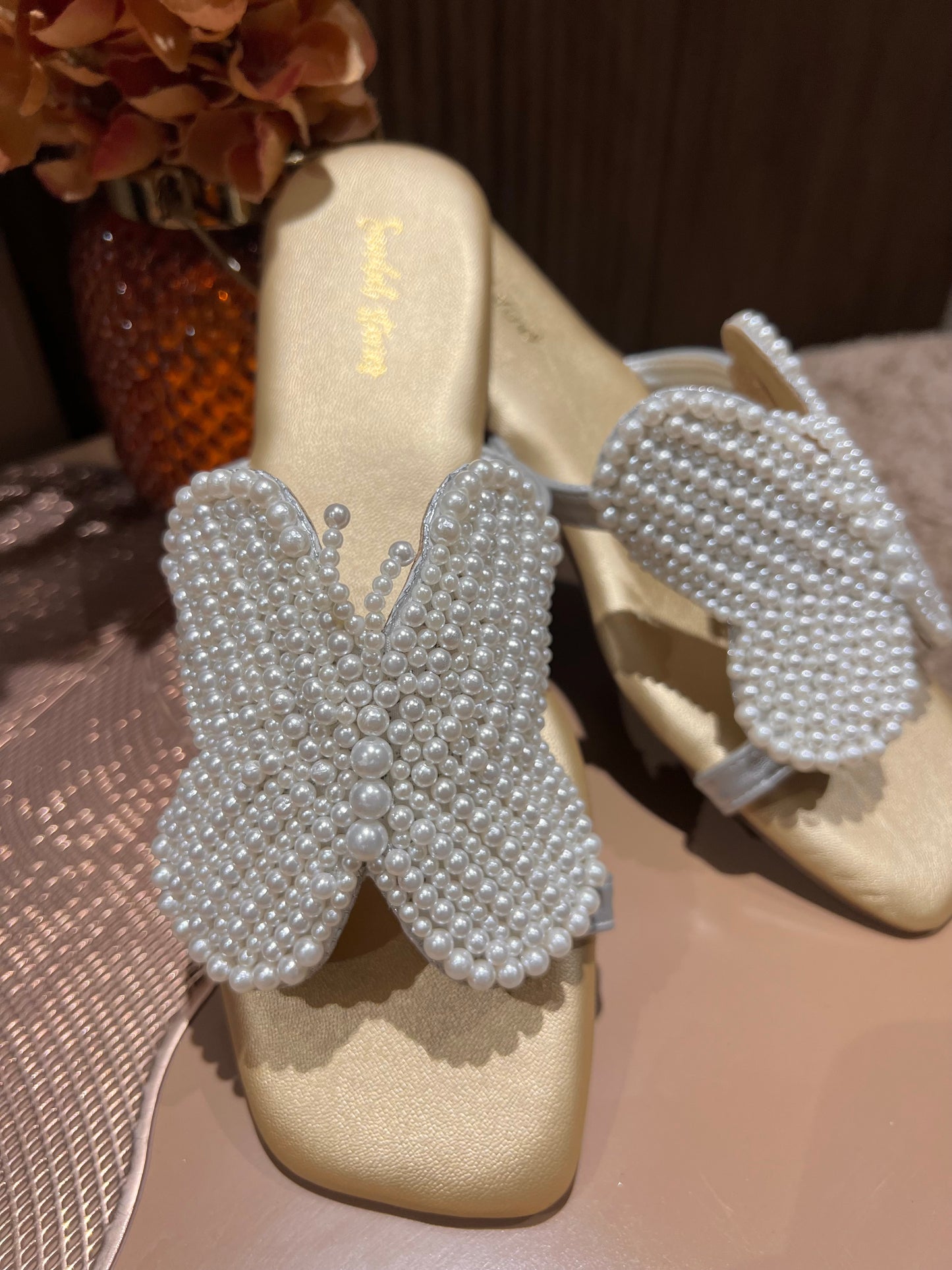 Dreamy Handcrafted Pearl Butterfly Flats