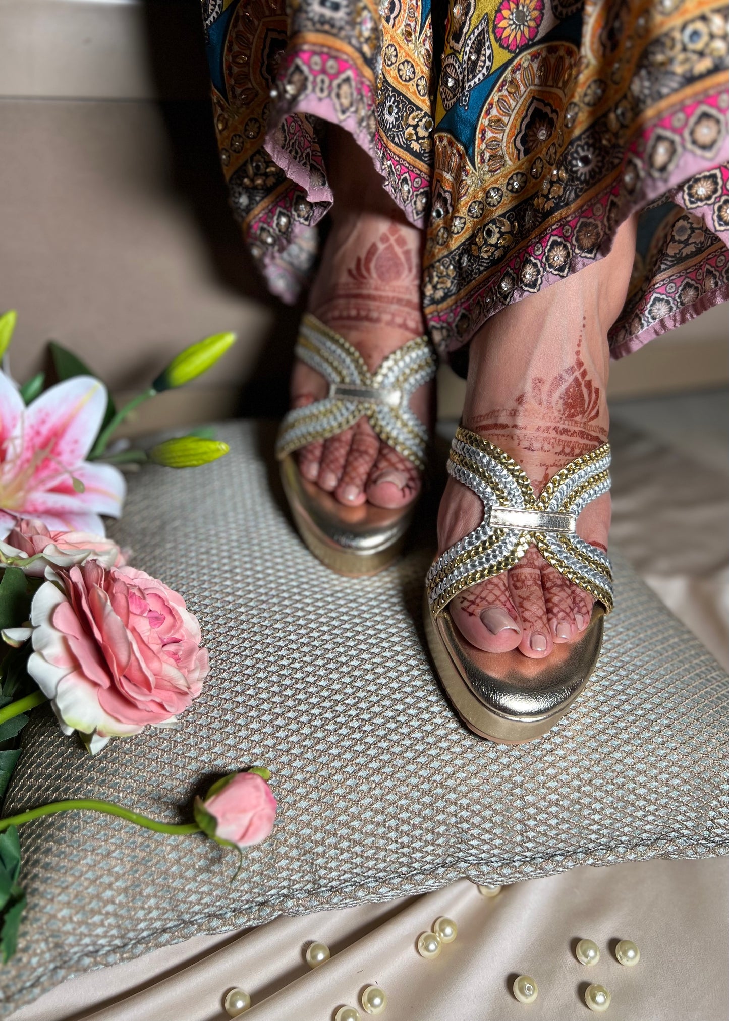 Golden Glitz Wedge Sandals