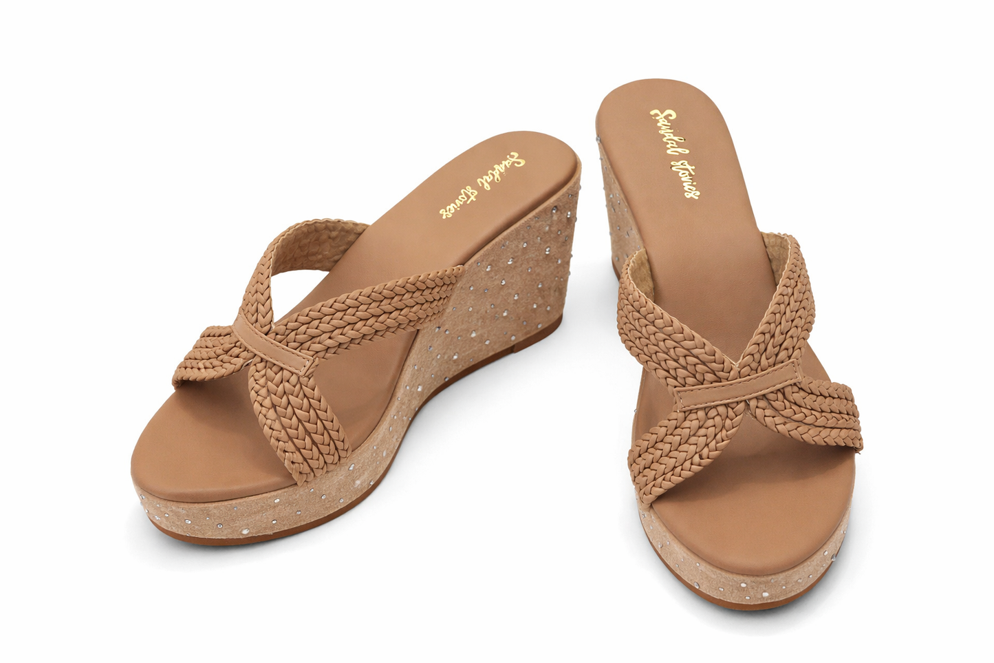 Golden Embellished Statement Wedges - 3 Inch | 3 Inches