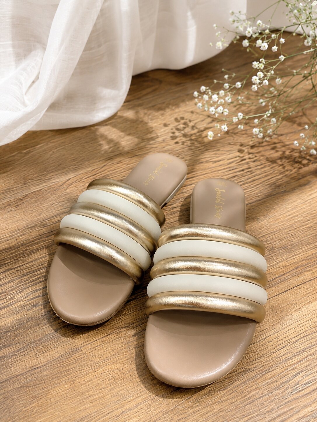 Champagne Cloud Straps Flats