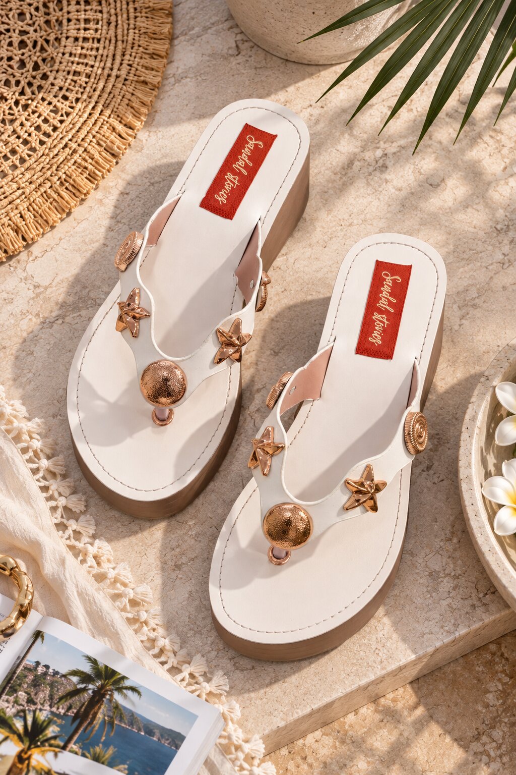 Charms Embellished Wedges - White | 2 Inches