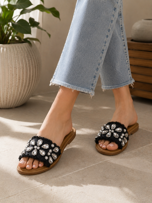 Midnight Glam Embellished Flats