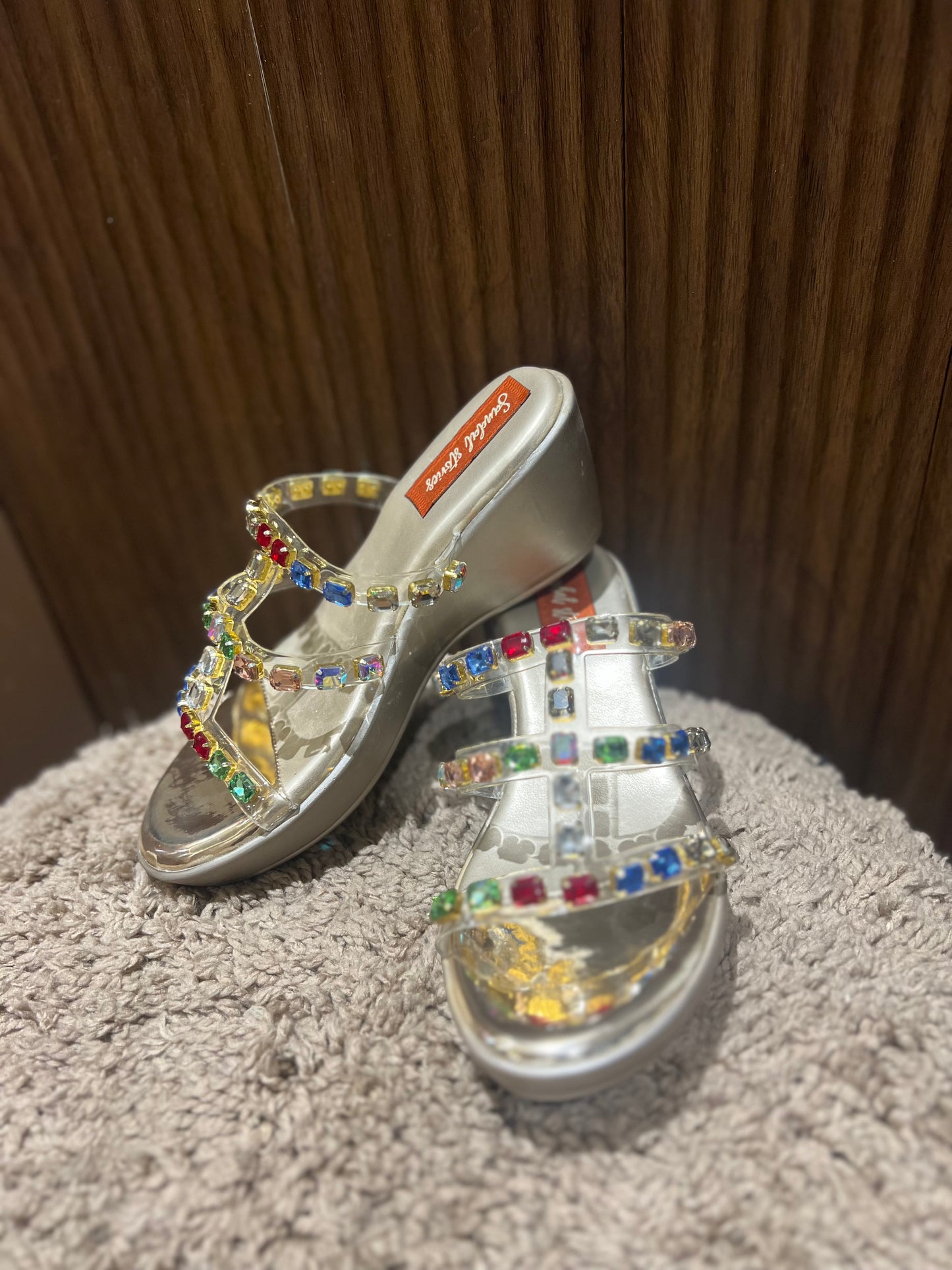 Rainbow Crystal Wedge Slides