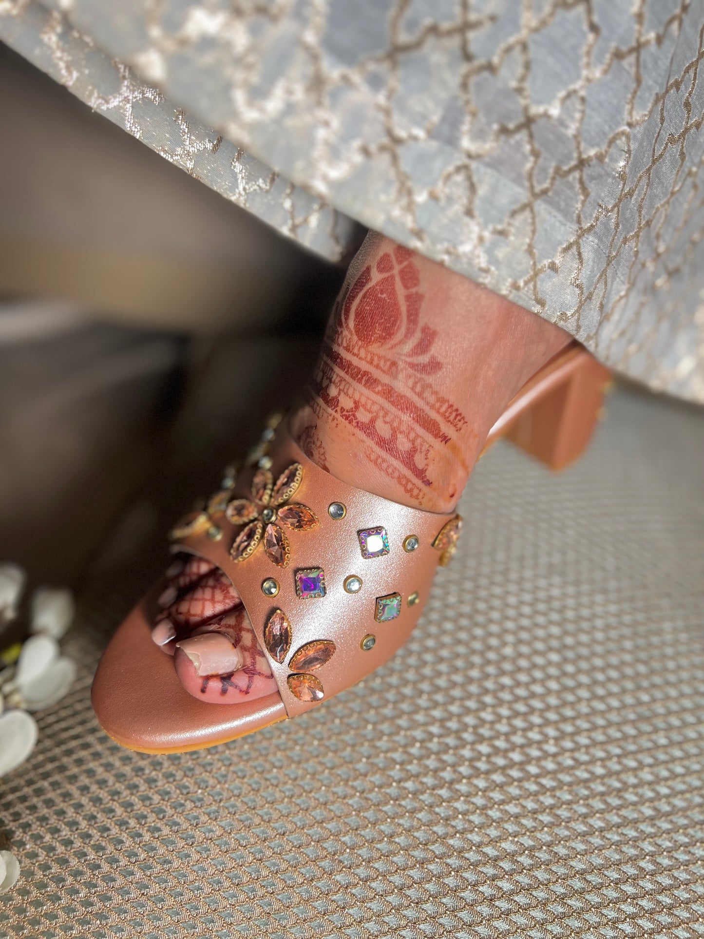 Rose Gold Royale Embellished Heels