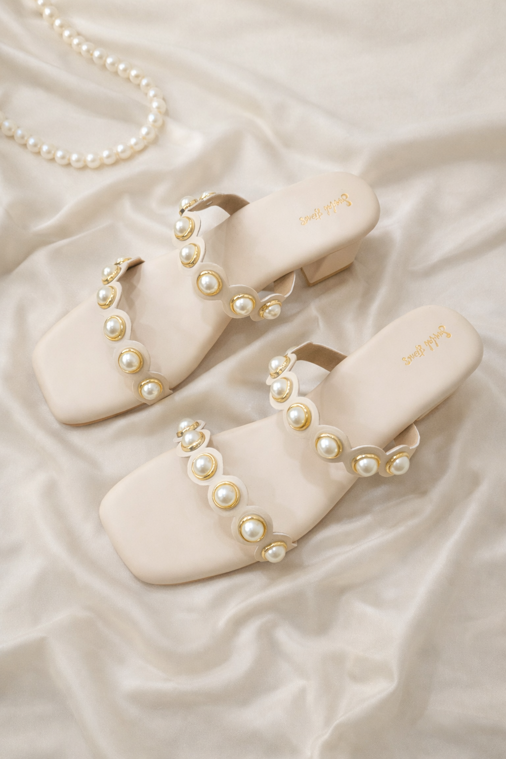 Elegant Pearl Touch Block Heel