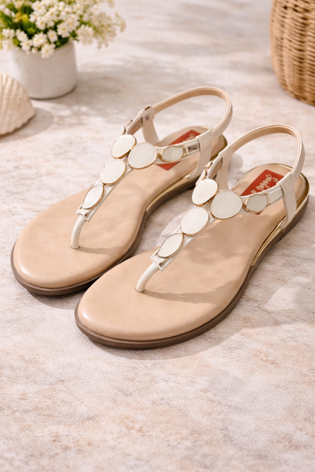 Marble Pearl Boho Gladiator with Elastic