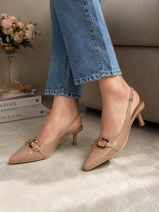Luxe Buckle Slingback Heels