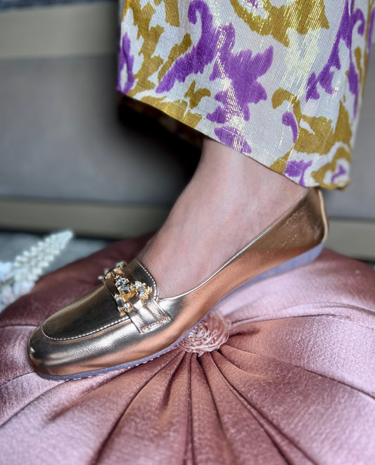 Rose Gold Crystal Loafers