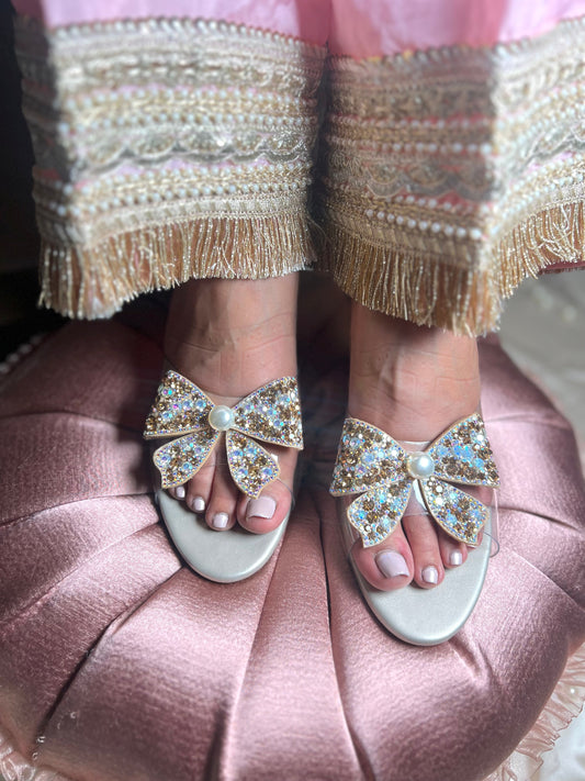 Embellished Bow Transparent Heels Sandal Stories