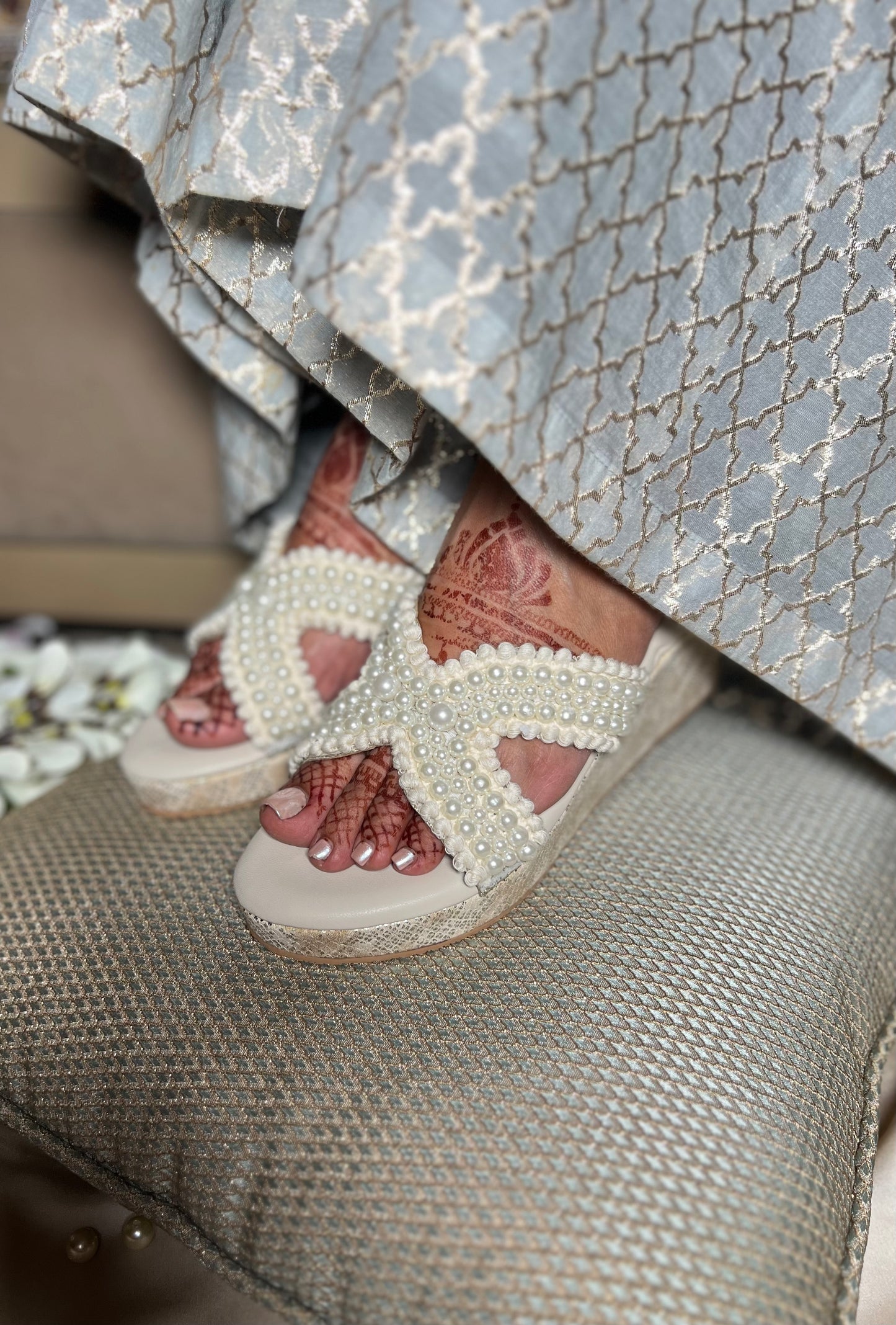 Ivory Pearl Embellished Wedges | 2.5 Inch