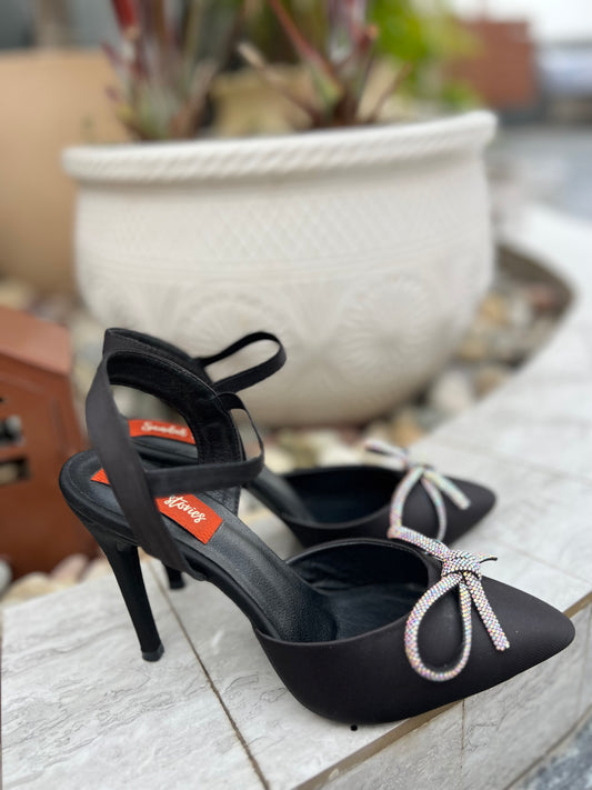 Black Bow Chic Heels