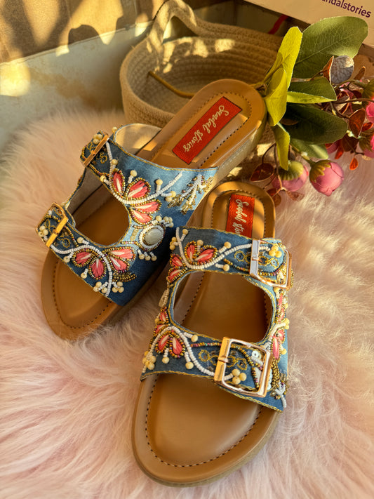 Denim Bloom Doctor Sole Sandals