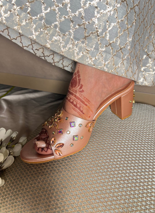 Rose Gold Royale Embellished Heels
