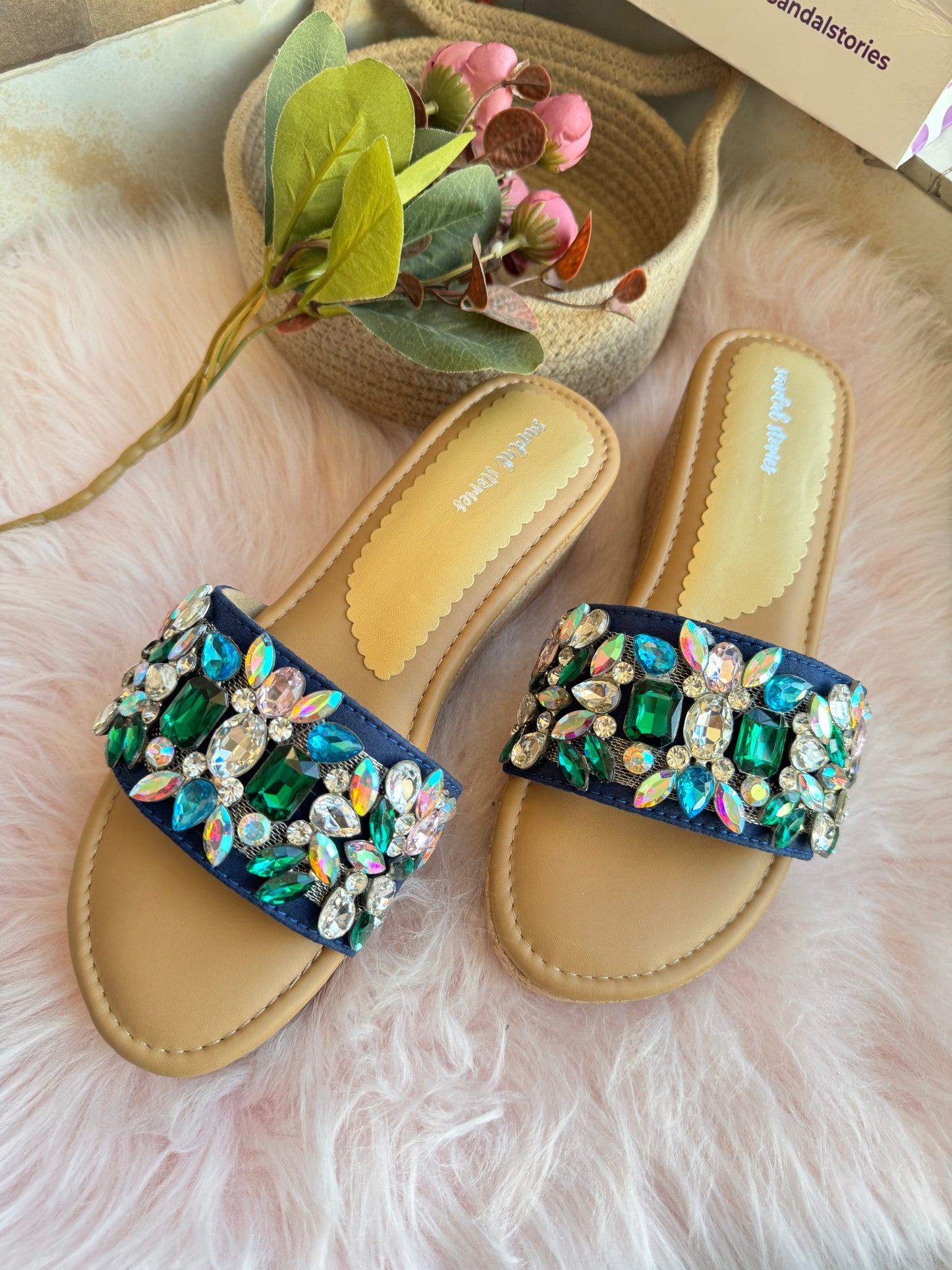 Elegant Crystal Embellished Wedge Sandal Stories