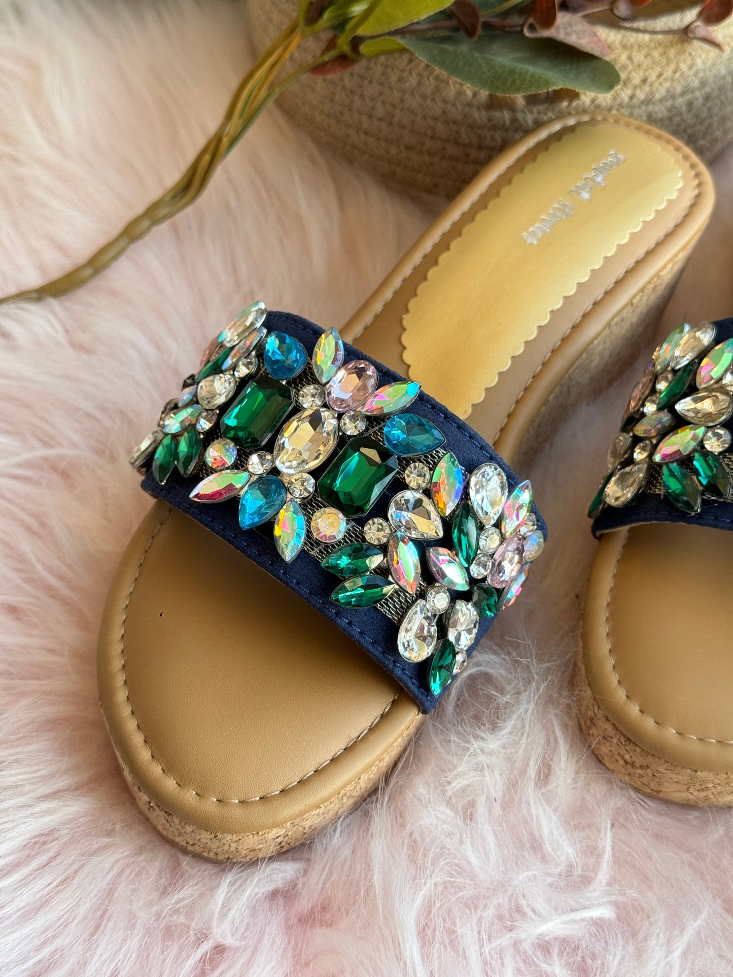 Elegant Crystal Embellished Wedge Sandal Stories
