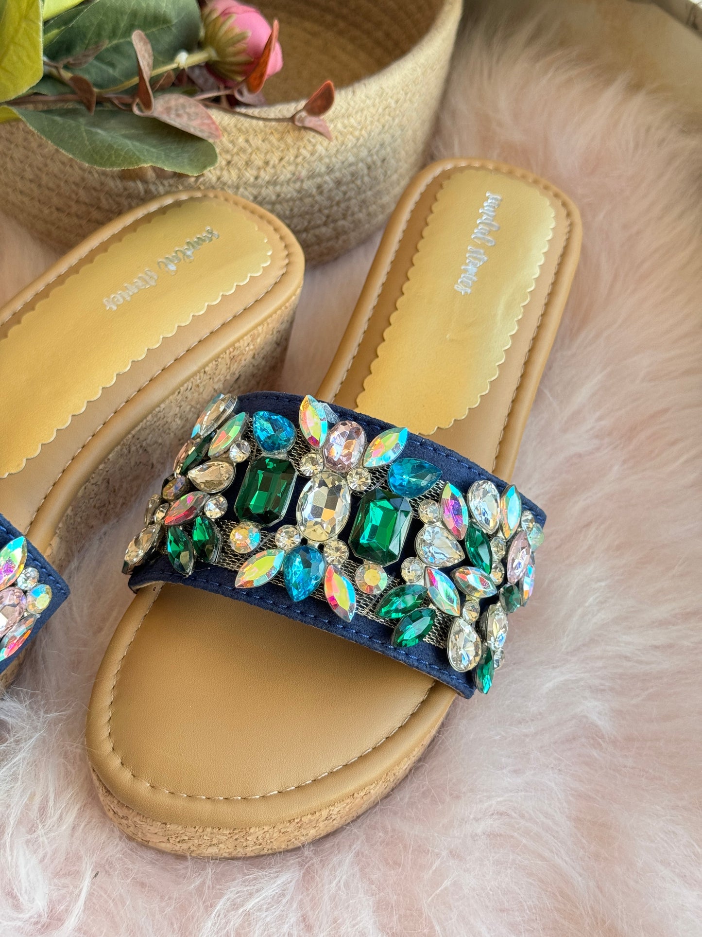 Elegant Crystal Embellished Wedge Sandal Stories
