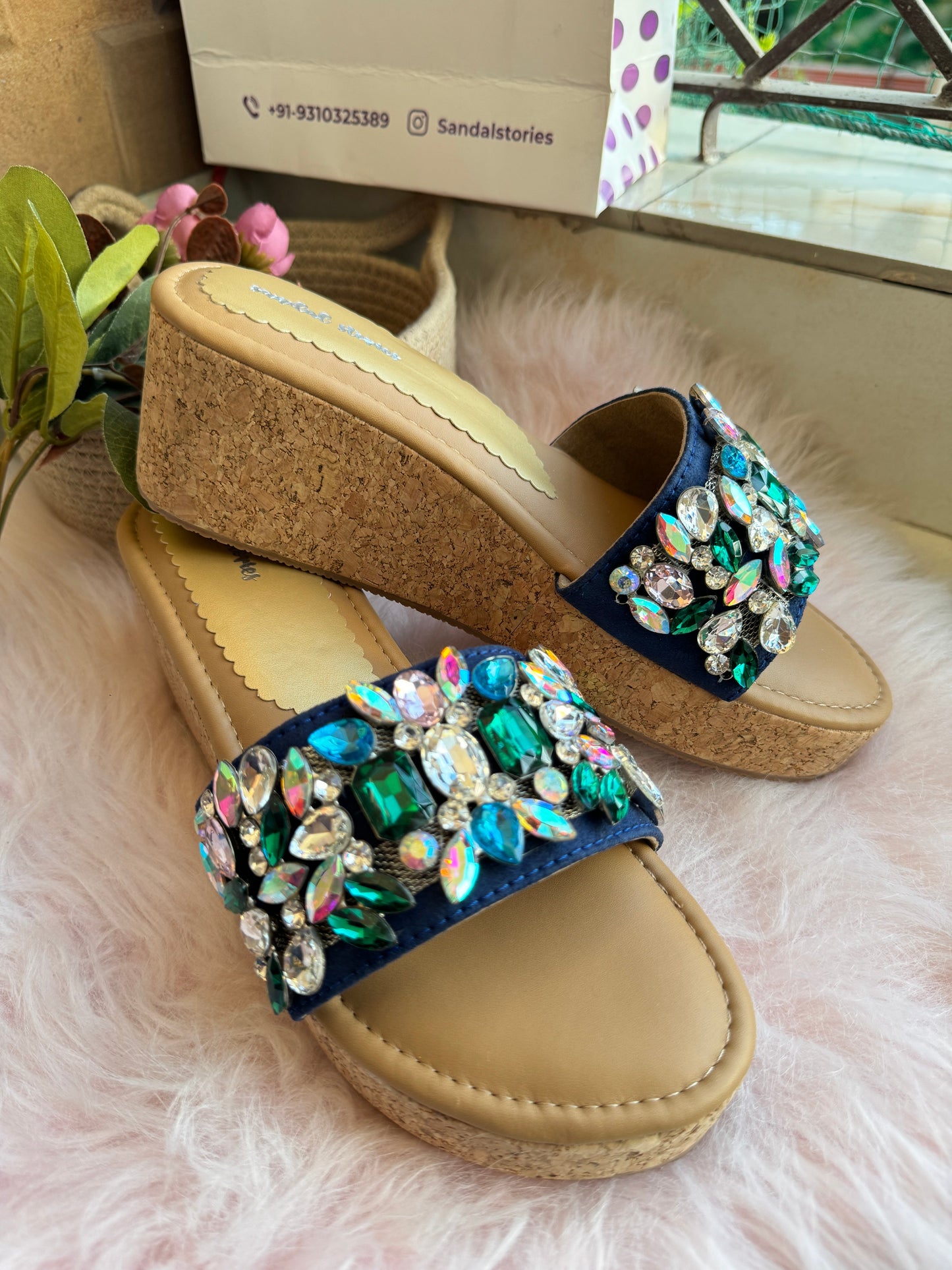 Elegant Crystal Embellished Wedge Sandal Stories