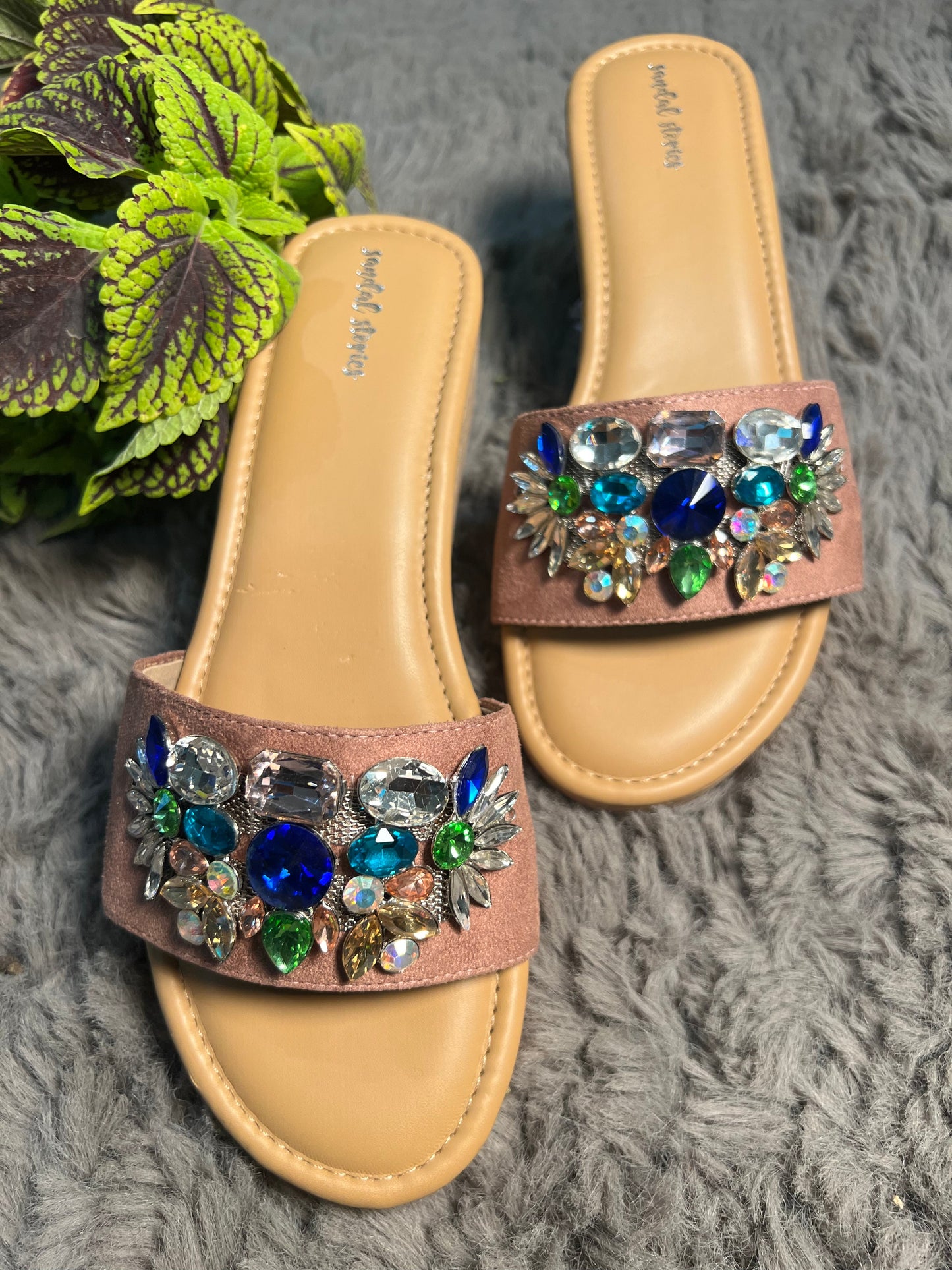Embellished Wedges Slip-Ons Sandal Stories