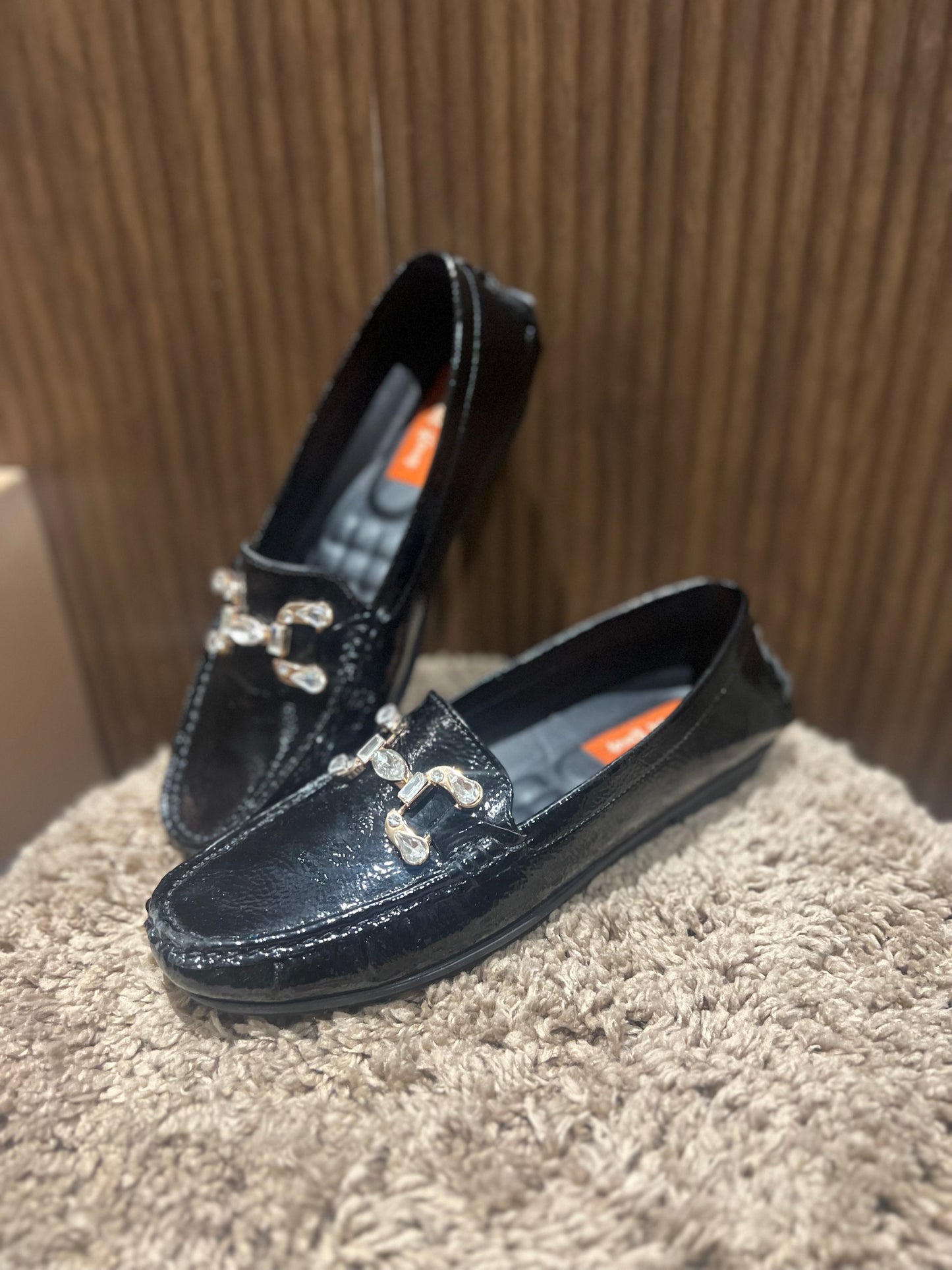 Black Crystal-Weave Loafers