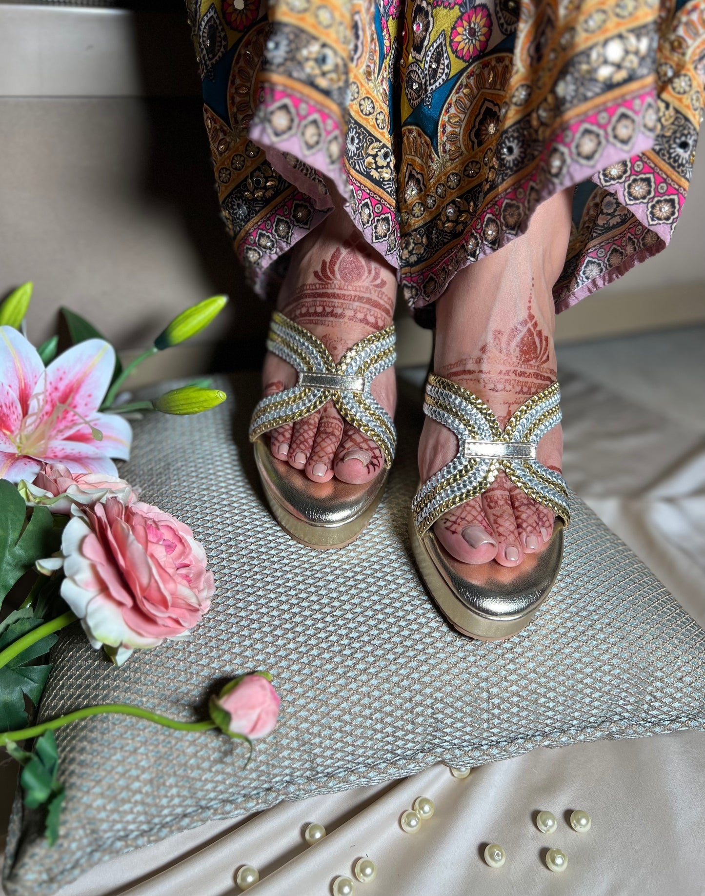 Golden Glitz Wedge Sandals