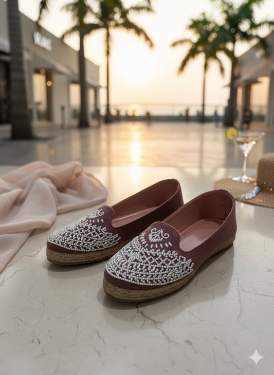 Noor Pearl Embroidered Espadrille