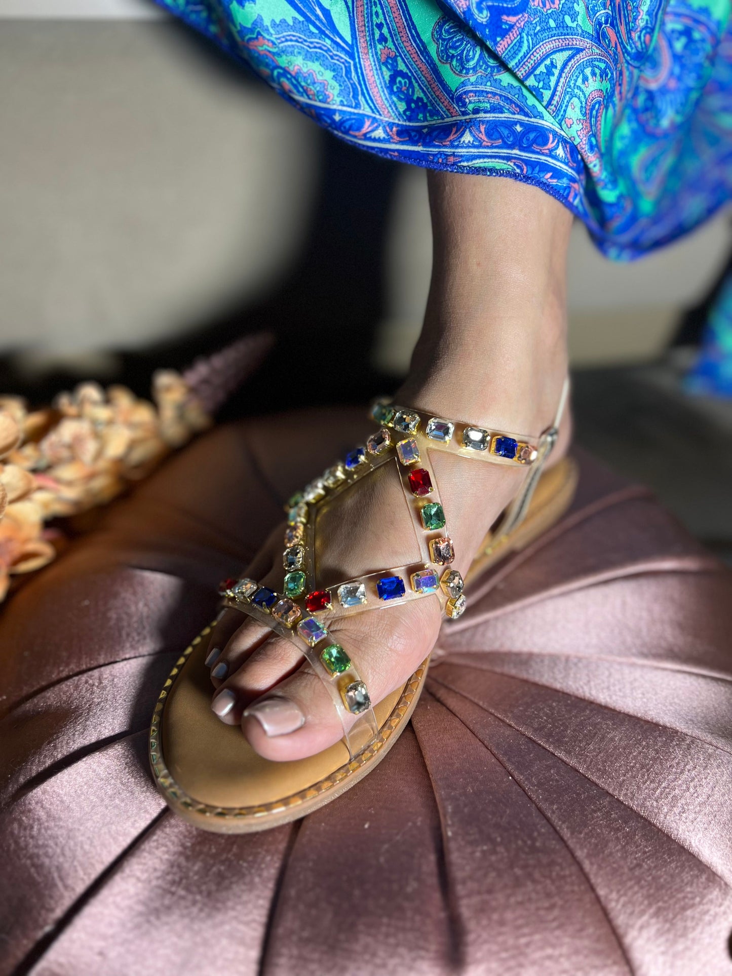 Noor Multi-Jewel Luxe Flats with Back Elastic