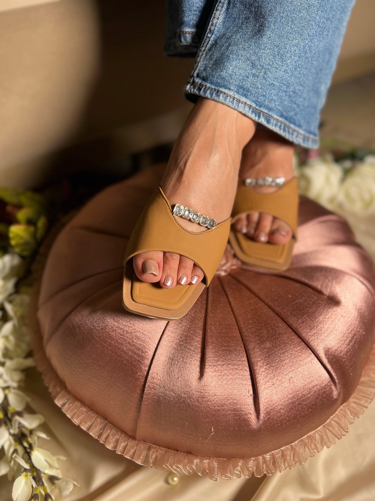 Caramel Crystal Curve Flats