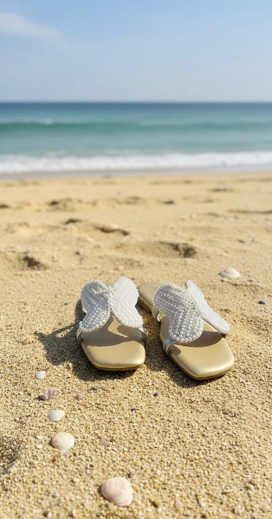 Dreamy Handcrafted Pearl Butterfly Beach Flats
