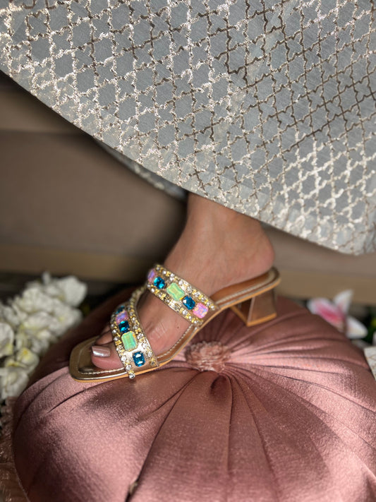 Noor Multi Embellished Luxe Block Heels